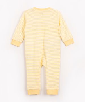 macacão infantil manga longa listrado coala amarelo
