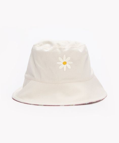 chapéu bucket infantil dupla face floral off white