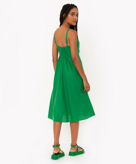 vestido midi de viscose com fenda  - verde