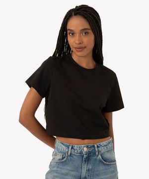 blusa baby look de algodão peruano preta