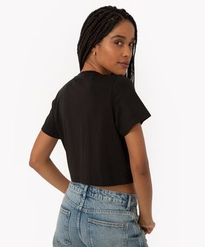 blusa baby look de algodão peruano preta