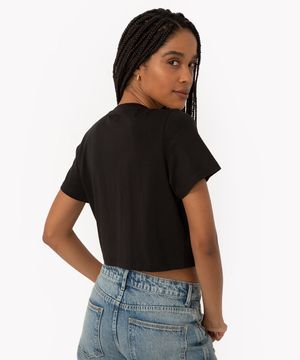 blusa básica baby look de algodão peruano preto