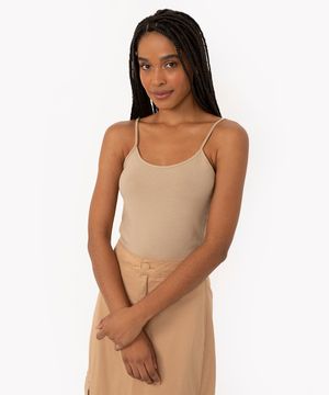 blusa de algodão peruano alça fina bege