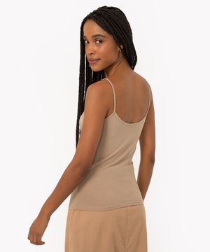 blusa de algodão peruano alça fina bege