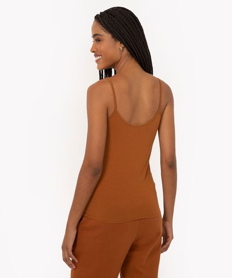 blusa de algodão peruano alça fina marrom