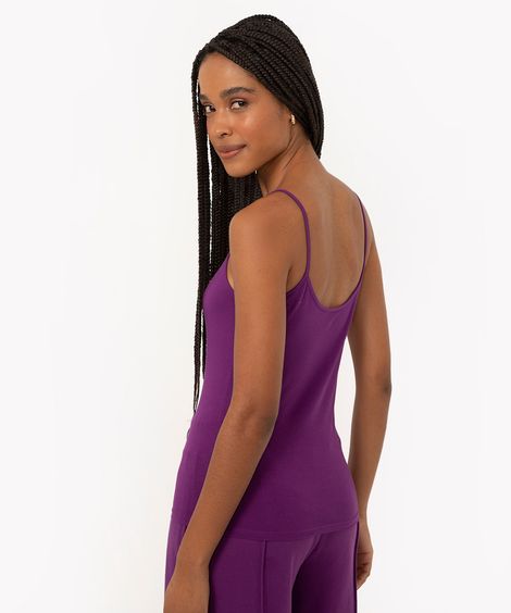 blusa de algodão peruano alça fina roxa