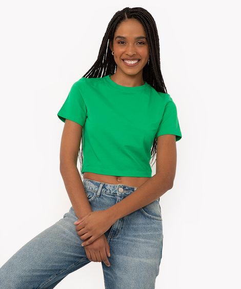 blusa baby look de algodão peruano verde