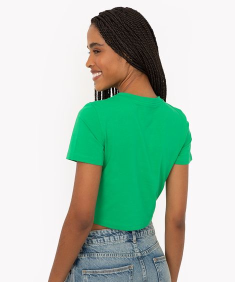 blusa baby look de algodão peruano verde