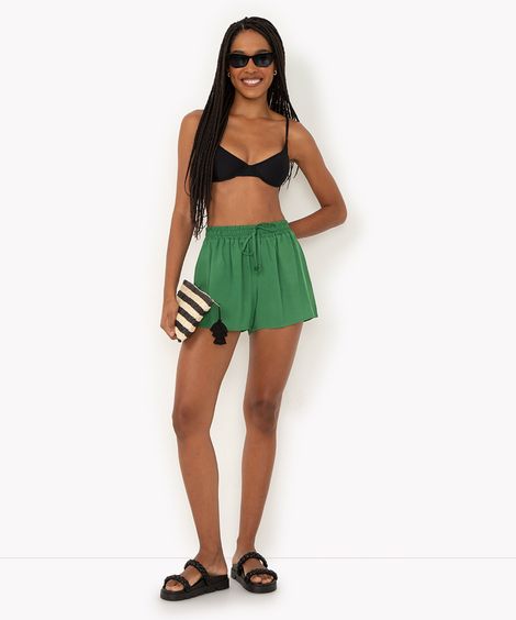 short de viscose cós elástico rosa médio - verde escuro