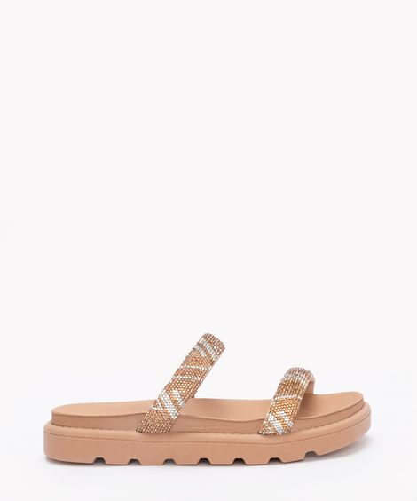 papete flatform feminina vizzano com strass bege