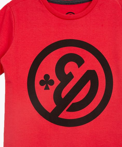 camiseta infantil de algodão enaldinho manga curta vermelho