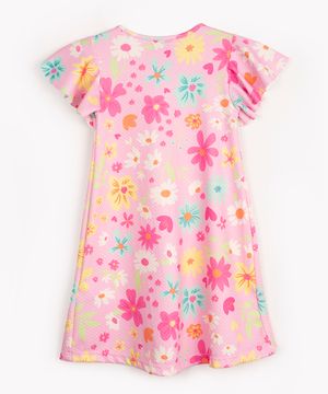vestido infantil evasê manga godê floral colorido