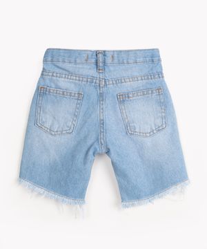 bermuda jeans infantil destroyed azul
