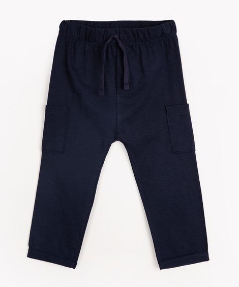 calça infantil de algodão cargo azul marinho