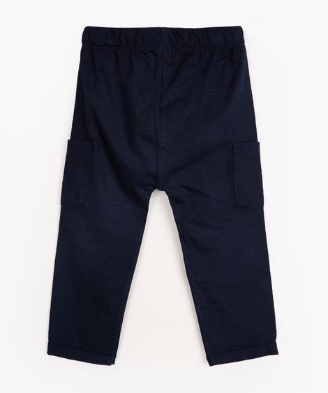 calça infantil de algodão cargo azul marinho