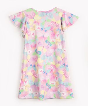 vestido infantil evasê manga godê borboletas colorido