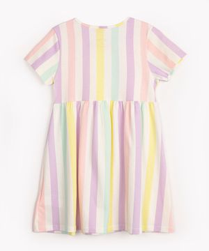vestido infantil de algodão listrado colorido