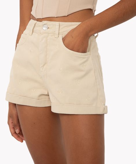 short de sarja mom cintura super alta kaki