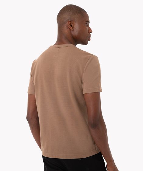 camiseta texturizada gola redonda manga curta kaki