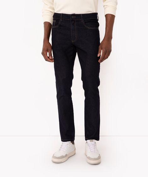 calça jeans slim com bolsos azul escuro