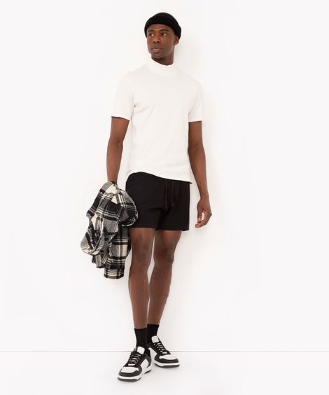 bermuda de malha texturizada preto