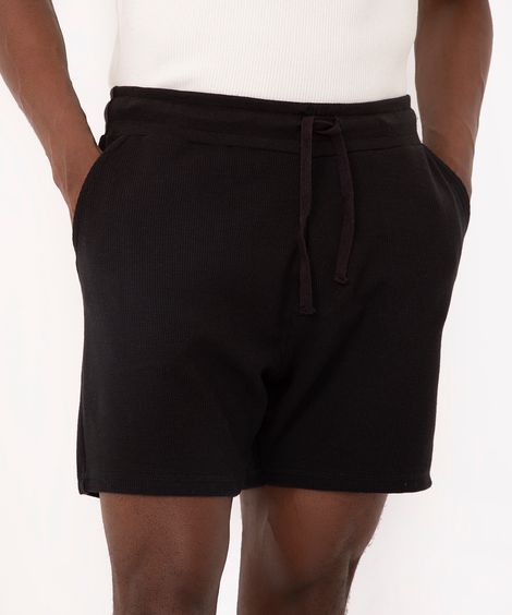 bermuda de malha texturizada preto