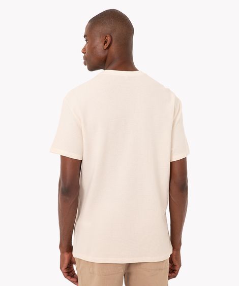 camiseta texturizada manga curta bege