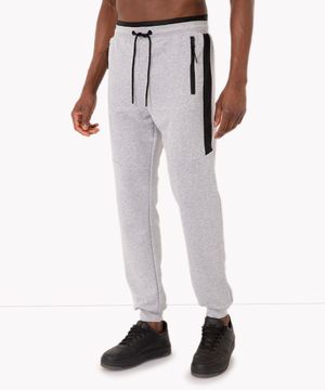 calça de moletom jogger com bolso esportiva ace cinza mescla