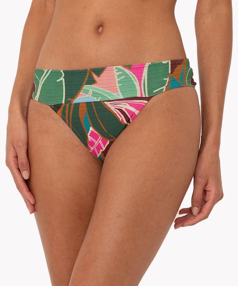 biquini calcinha tanga floral com pala proteção uv rosa
