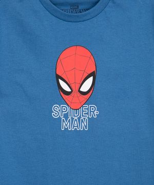 camiseta infantil spider man de algodão manga curta azul