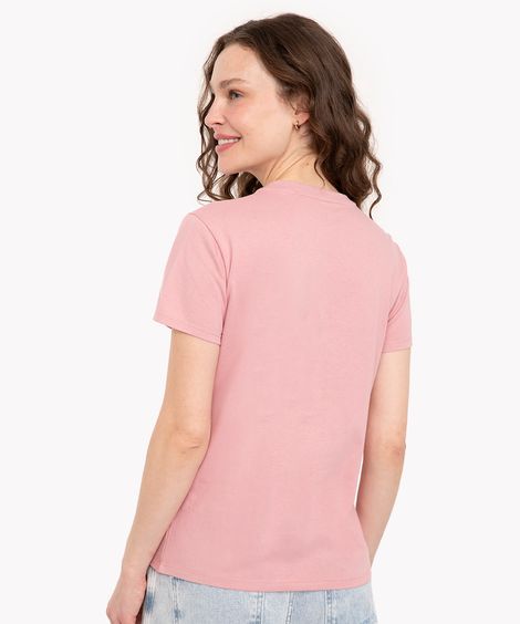 camiseta de algodão coffee club manga curta rosa médio