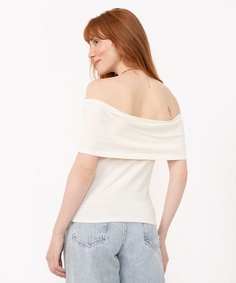 blusa de algodão ombro a ombro off white