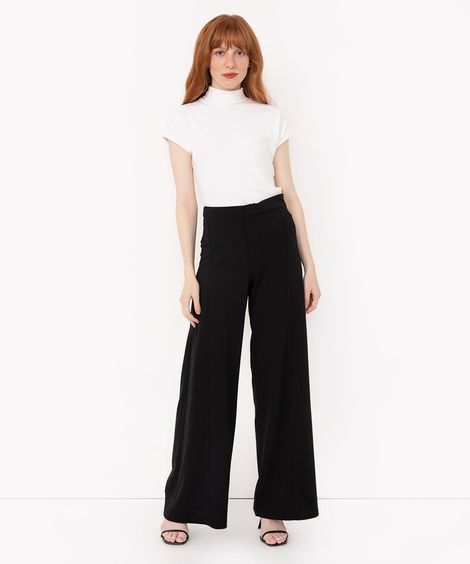 calça pantalona alfaiatada cintura alta preta