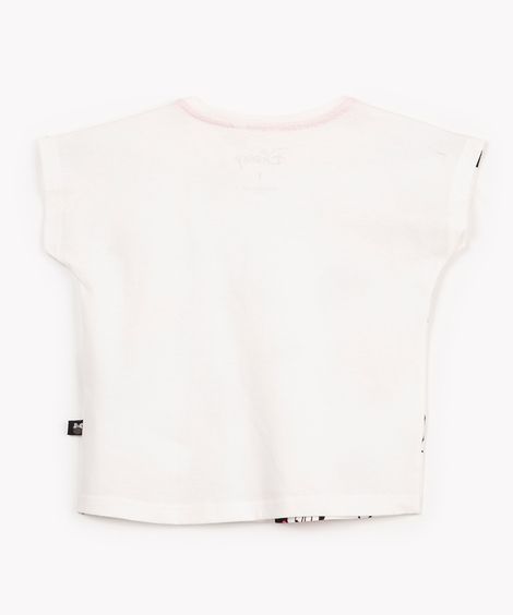 camiseta infantil de algodão minnie manga curta  off white