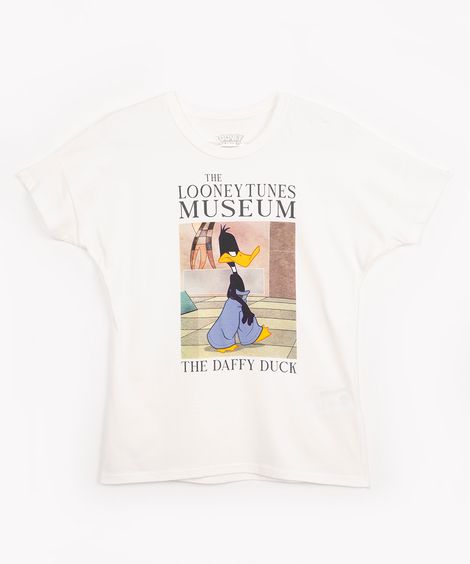 camiseta de algodão juvenil patolino calça de shopping manga curta off white