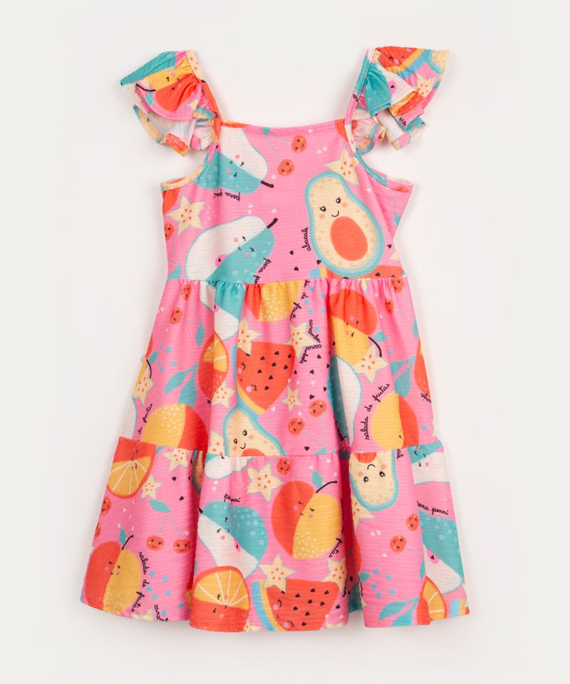 Vestido Barbie Girl Rosa Com Babado Menina Infantil