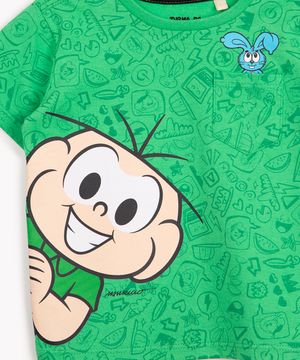 camiseta infantil de algodão cebolinha turma de mônica verde