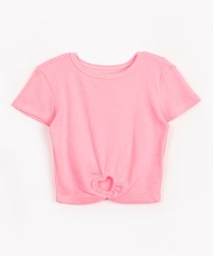 blusa infantil glitter cut out coração rosa