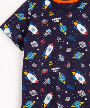 pijama infantil de algodão curto foguetes colorido