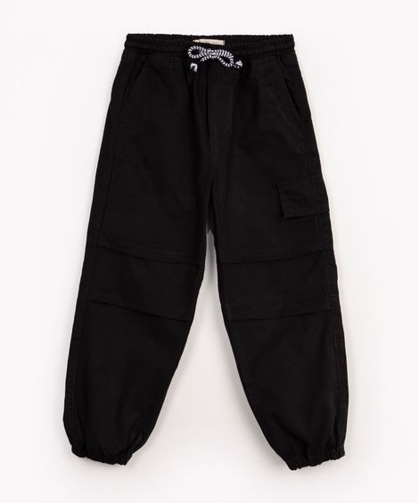 calça parachute infantil de sarja preto