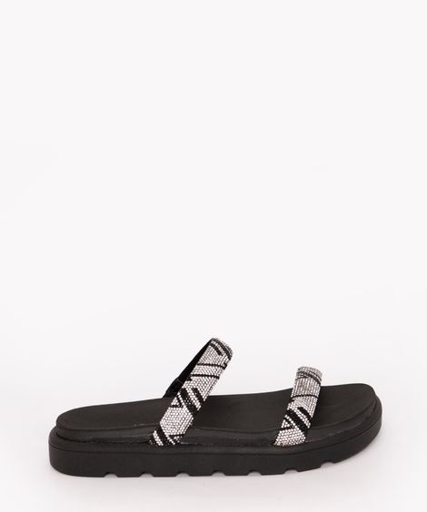 papete flatform feminina vizzano com strass preta