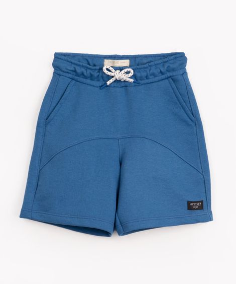 bermuda de moletom infantil com recorte azul