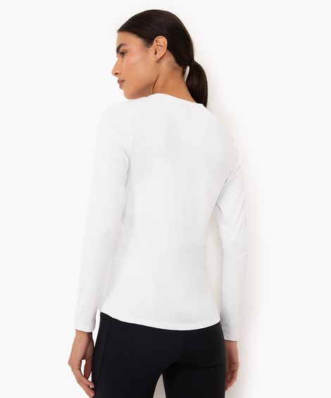 blusa esportiva manga longa com proteção uv - branco