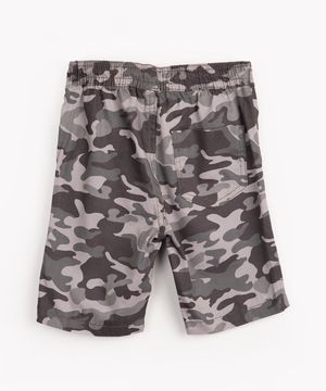 bermuda de sarja infantil estampada camuflada chumbo