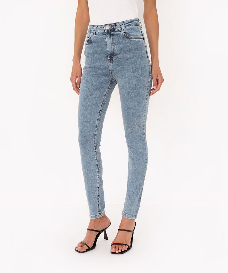 calça jeans feminina super skinny energy cintura alta preta - C&A