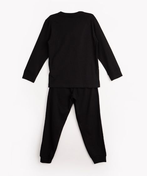 pijama de algodão infantil minecraft manga longa preto