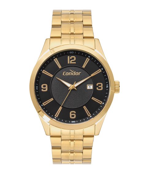 relógio analógico Condor COPC32FW/K4P com porta cartão dourado