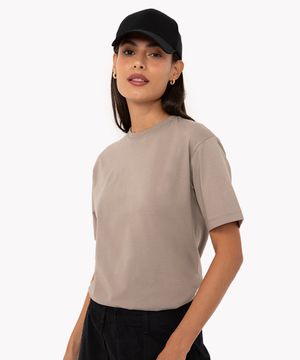camiseta de algodão manga curta cinza claro