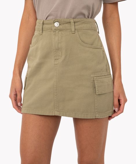 saia cargo cintura média com bolso verde claro
