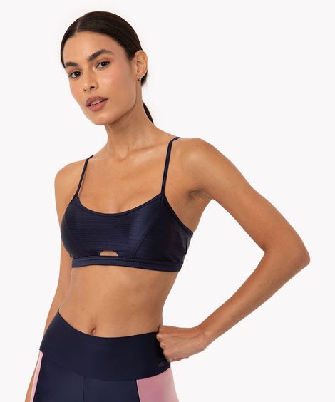 top de poliamida cut out com bojo removível esportivo azul